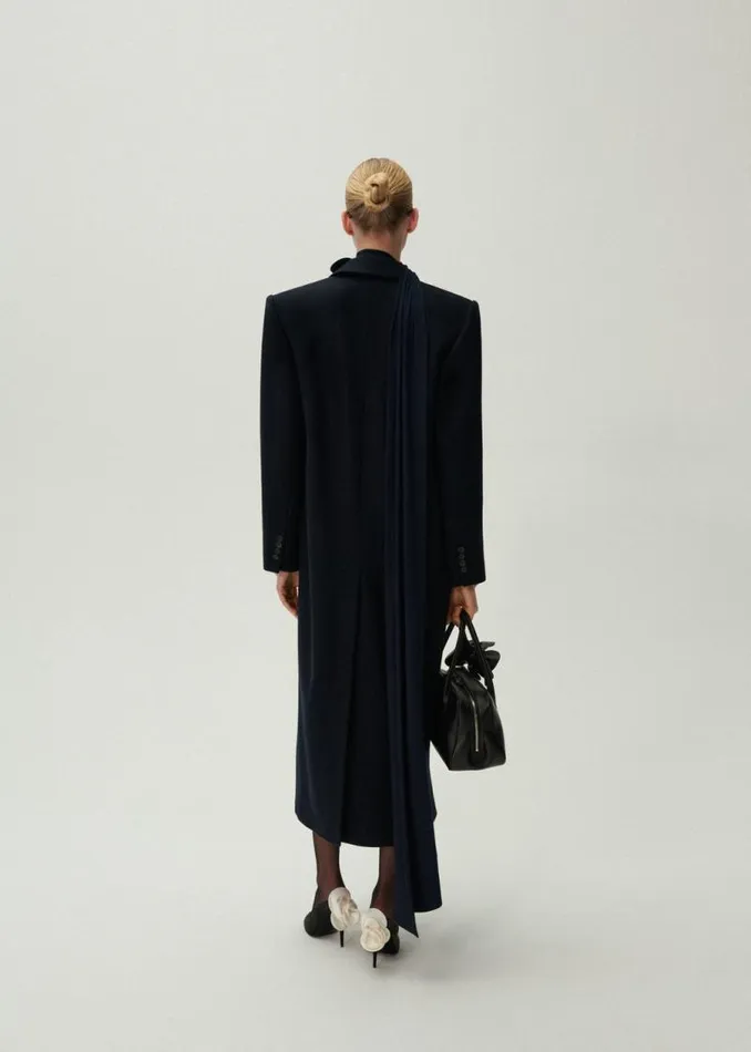 Shop Magda Butrym Coats And Jackets Long Classic Wool Coat In Navy Shop Magda Butrym Coats And Jackets Long Classic Wool Coat In Navy