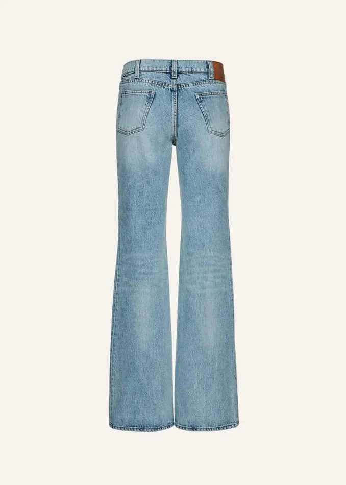 Shop Magda Butrym Denim Lowrise Flare Denim Pants In Faded Blue Shop Magda Butrym Denim Lowrise Flare Denim Pants In Faded Blue