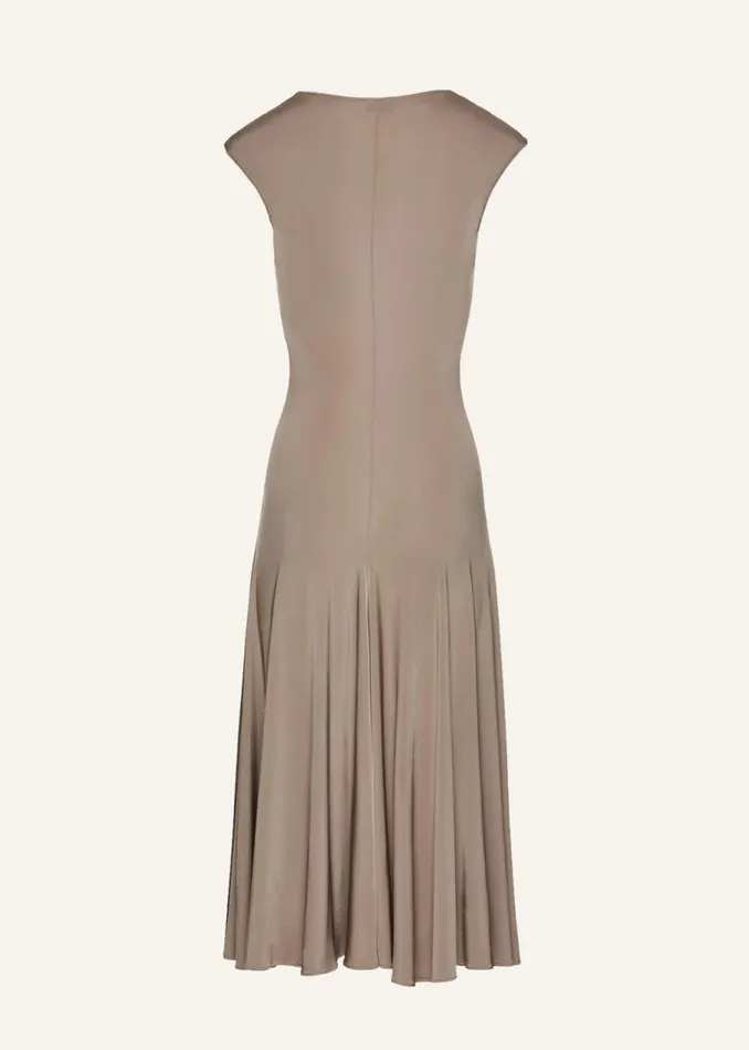 Shop Magda Butrym Dresses Drop Waist Jersey Dress In Beige Shop Magda Butrym Dresses Drop Waist Jersey Dress In Beige