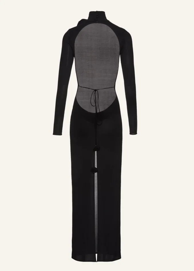 Shop Magda Butrym Dresses Sheer High Neck Maxi Dress In Black Shop Magda Butrym Dresses Sheer High Neck Maxi Dress In Black
