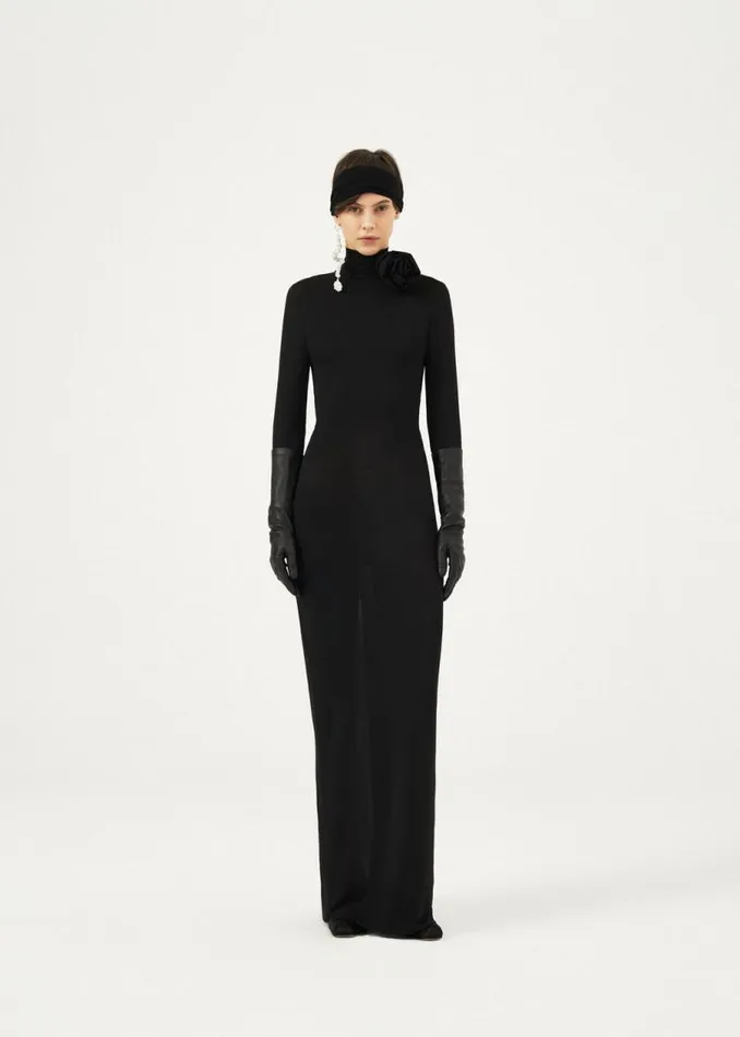 Shop Magda Butrym Dresses Sheer High Neck Maxi Dress In Black Shop Magda Butrym Dresses Sheer High Neck Maxi Dress In Black