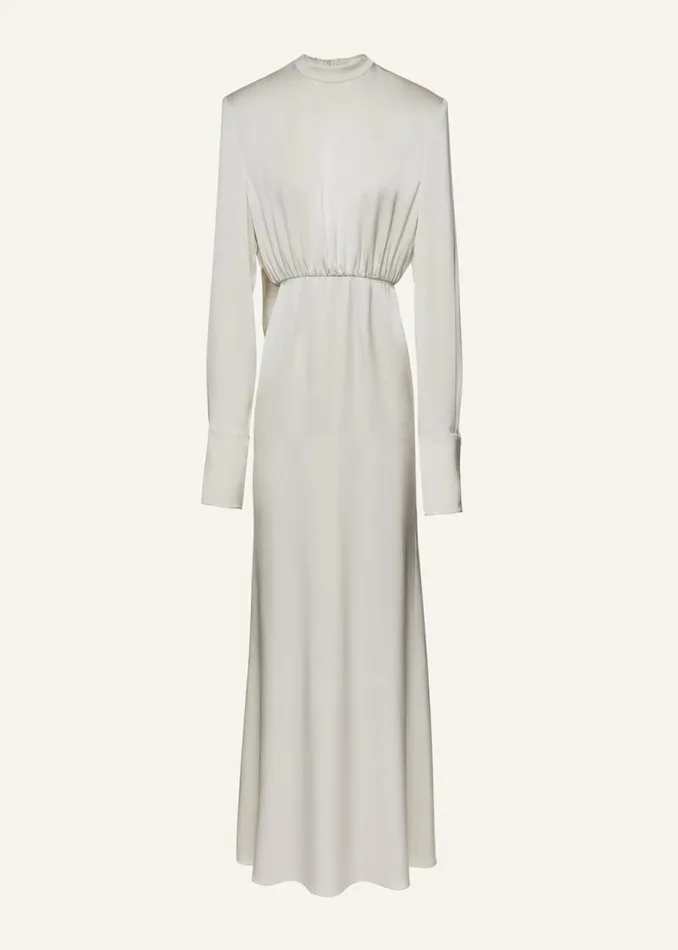 Shop Magda Butrym Dresses Silk Round Neck Gown In Champagne