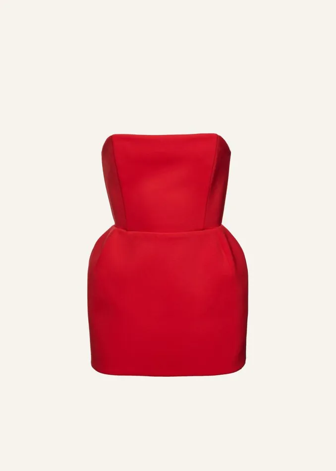 Shop Magda Butrym Dresses Strapless Babydoll Mini Dress In Red