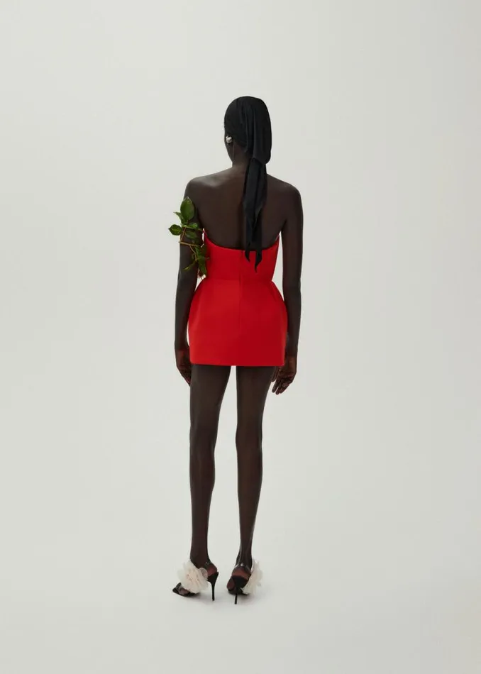 Shop Magda Butrym Dresses Strapless Babydoll Mini Dress In Red Shop Magda Butrym Dresses Strapless Babydoll Mini Dress In Red