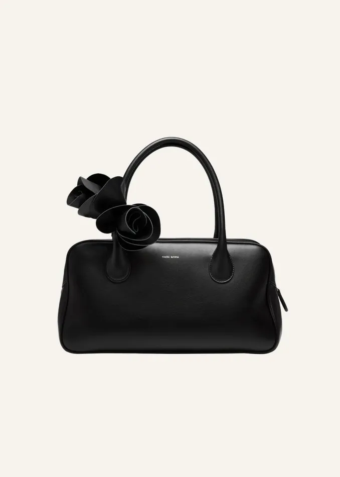 Shop Magda Butrym Handbags Brigitte Bag In Black Leather And Silver