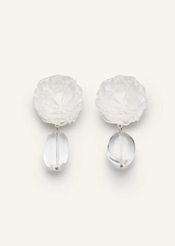 Shop Magda Butrym Jewelry Drop Dangle Mini Rose And Quartz Earrings In Silver