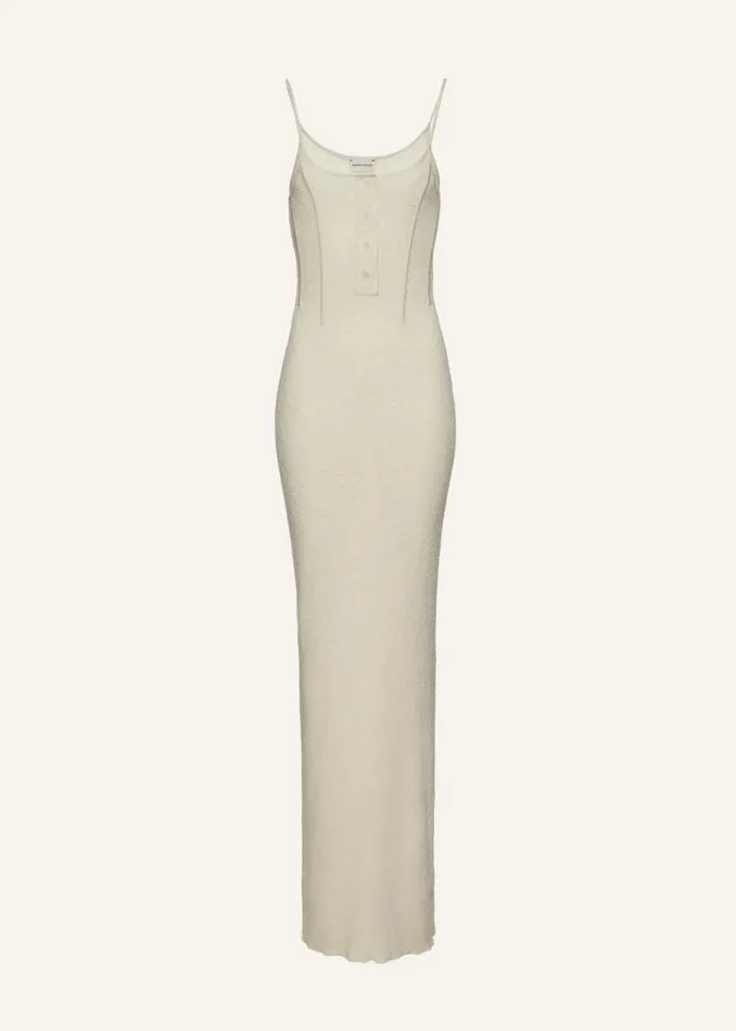 Shop Magda Butrym Knitwear Thin Knit Maxi Dress In Cream