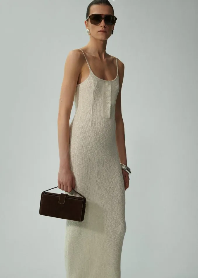 Shop Magda Butrym Knitwear Thin Knit Maxi Dress In Cream Shop Magda Butrym Knitwear Thin Knit Maxi Dress In Cream