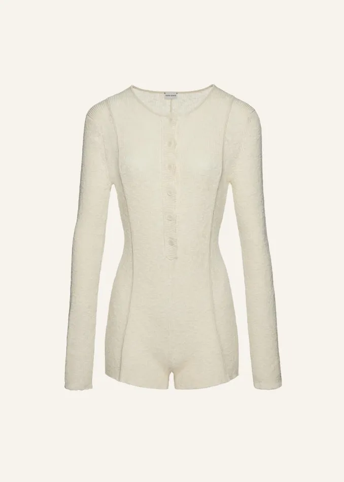 Shop Magda Butrym Knitwear Thin Knit Romper In Cream