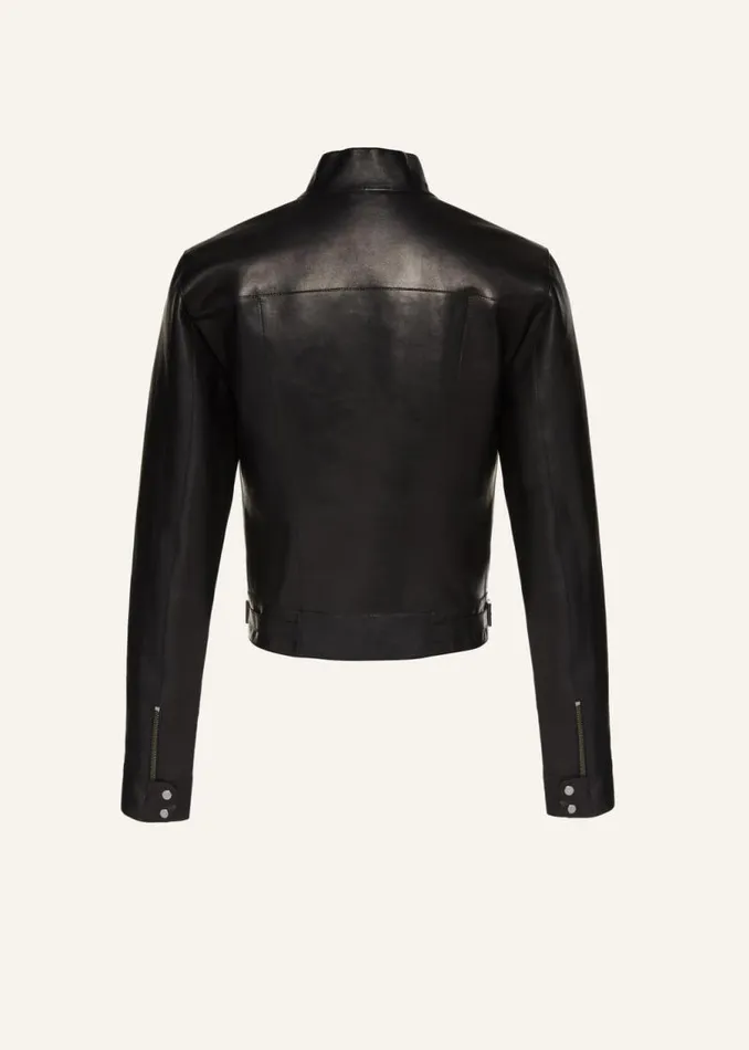 Shop Magda Butrym Leather And Shearling Leather Racing Jacket In Black Shop Magda Butrym Leather And Shearling Leather Racing Jacket In Black