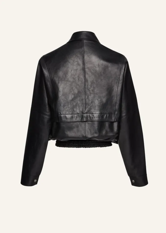 Shop Magda Butrym Leather And Shearling Vintage Bomber Jacket In Black Leather Shop Magda Butrym Leather And Shearling Vintage Bomber Jacket In Black Leather