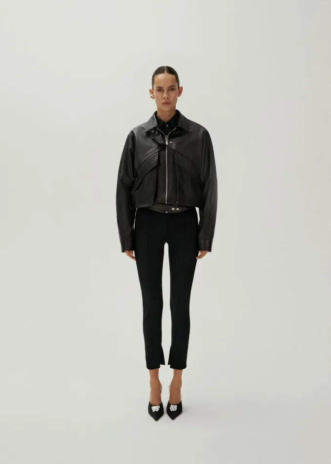 Shop Magda Butrym Leather And Shearling Vintage Bomber Jacket In Black Leather Shop Magda Butrym Leather And Shearling Vintage Bomber Jacket In Black Leather