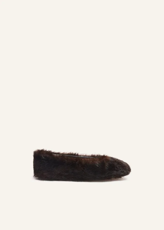 Shop Magda Butrym Shoes Faux Fur Ballet Flats In Brown