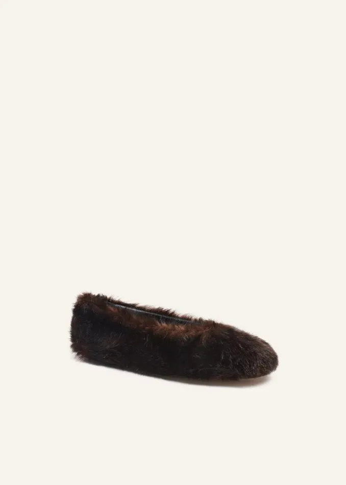 Shop Magda Butrym Shoes Faux Fur Ballet Flats In Brown Shop Magda Butrym Shoes Faux Fur Ballet Flats In Brown