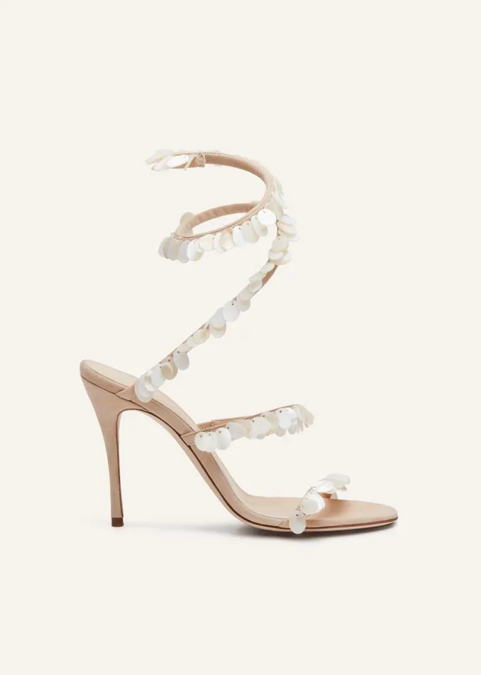 Shop Magda Butrym Shoes Mother Of Pearl Spiral Sandals In Beige