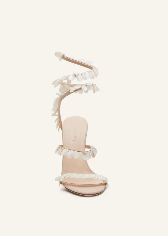 Shop Magda Butrym Shoes Mother Of Pearl Spiral Sandals In Beige Shop Magda Butrym Shoes Mother Of Pearl Spiral Sandals In Beige