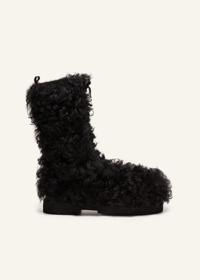 Shop Magda Butrym Shoes Shearling Combat Boots In Black