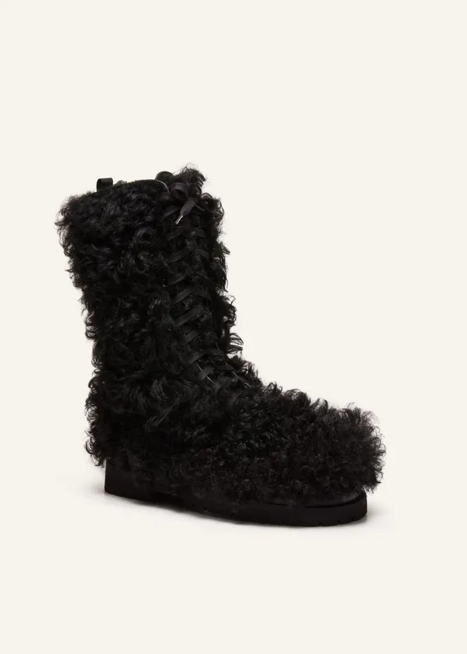 Shop Magda Butrym Shoes Shearling Combat Boots In Black Shop Magda Butrym Shoes Shearling Combat Boots In Black