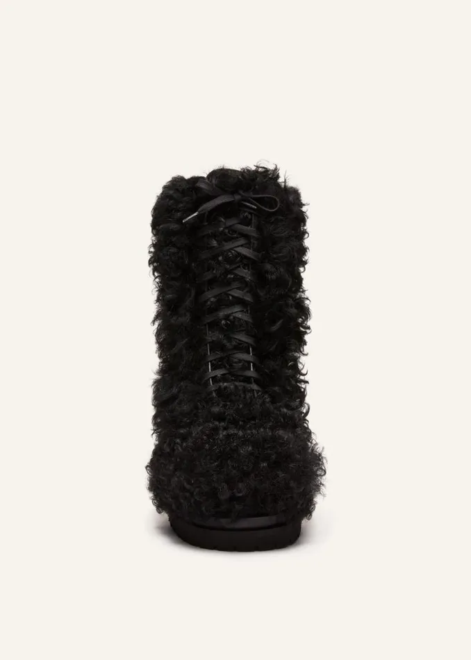 Shop Magda Butrym Shoes Shearling Combat Boots In Black Shop Magda Butrym Shoes Shearling Combat Boots In Black