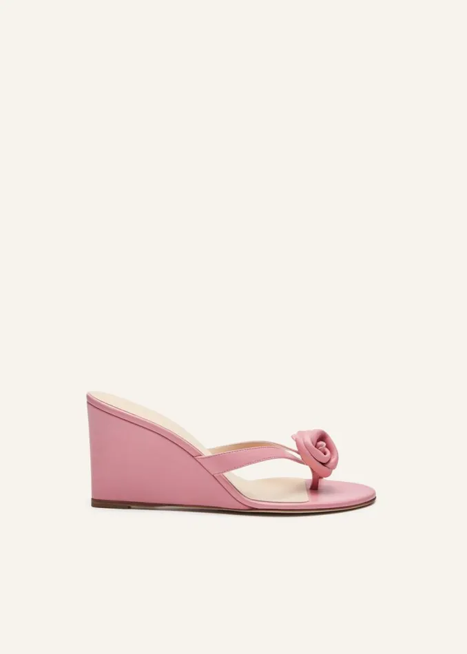 Shop Magda Butrym Shoes Wedge Flower Sandals In Pink Leather