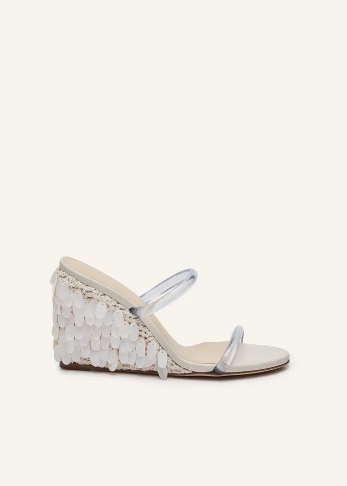Shop Magda Butrym Shoes Wedge Sandals In Mother Of Pearl