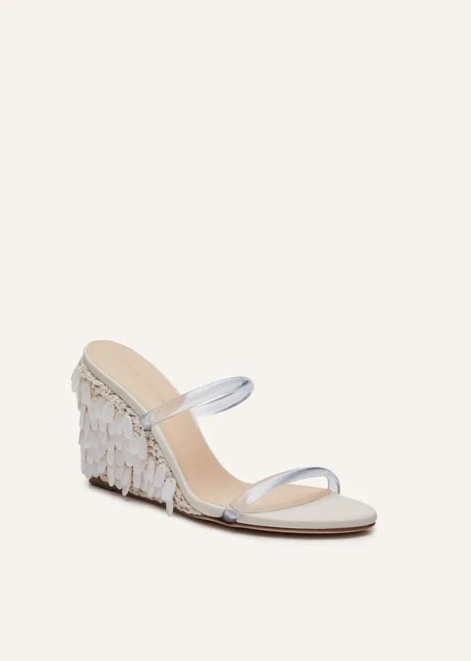 Shop Magda Butrym Shoes Wedge Sandals In Mother Of Pearl Shop Magda Butrym Shoes Wedge Sandals In Mother Of Pearl