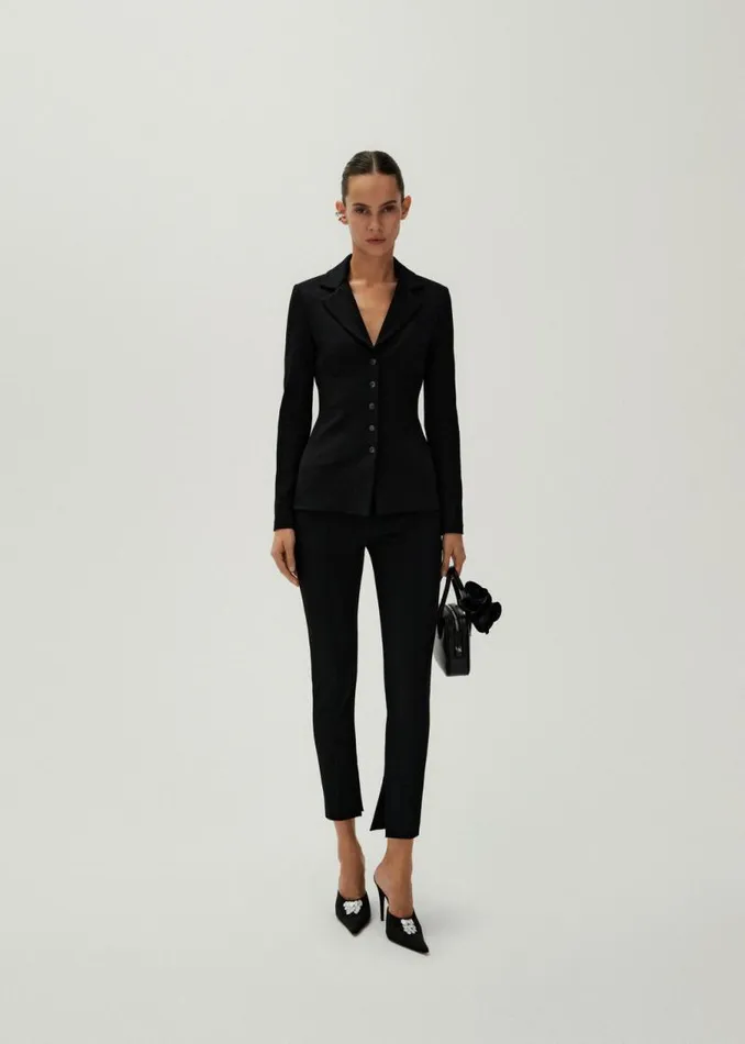 Shop Magda Butrym Tailoring And Suits Longline Jersey Buttoned Blazer In Black Shop Magda Butrym Tailoring And Suits Longline Jersey Buttoned Blazer In Black