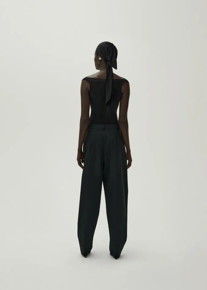 Shop Magda Butrym Tailoring And Suits Tapered Cotton Trousers In Black Shop Magda Butrym Tailoring And Suits Tapered Cotton Trousers In Black