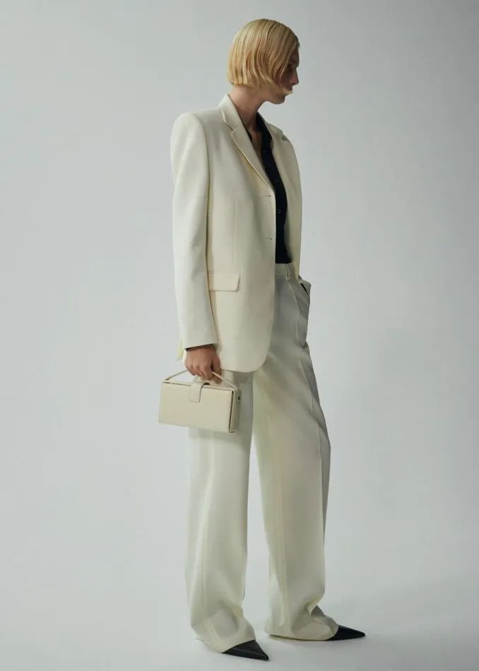 Shop Magda Butrym Tailoring And Suits Wide Leg Tailored Pants In Cream Shop Magda Butrym Tailoring And Suits Wide Leg Tailored Pants In Cream