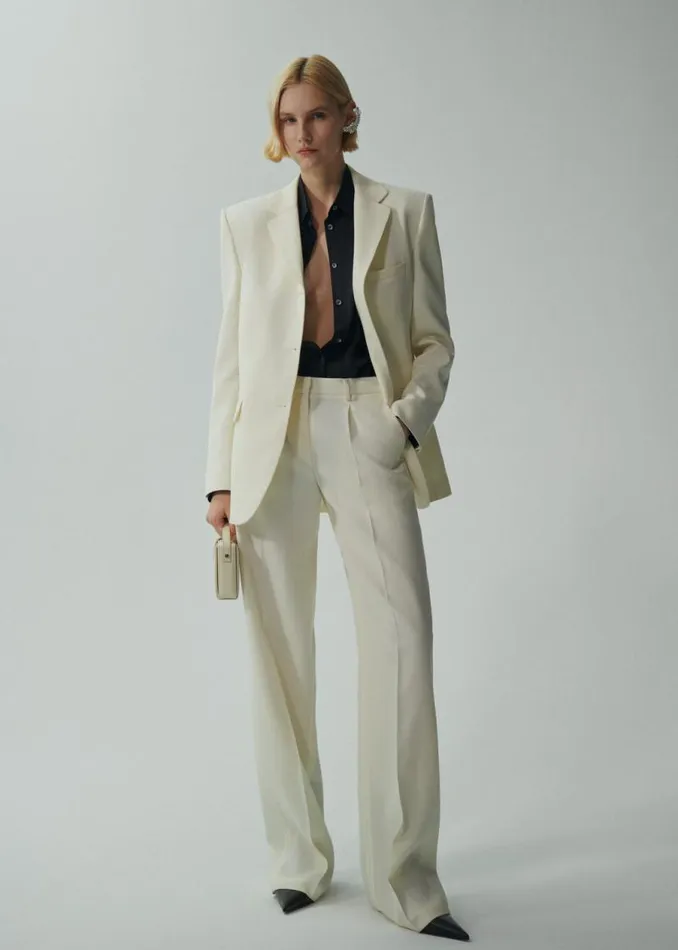 Shop Magda Butrym Tailoring And Suits Wide Leg Tailored Pants In Cream Shop Magda Butrym Tailoring And Suits Wide Leg Tailored Pants In Cream