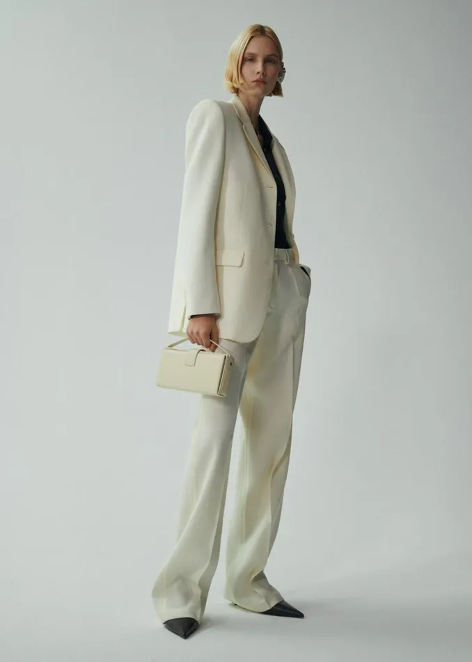 Shop Magda Butrym Tailoring And Suits Wide Leg Tailored Pants In Cream Shop Magda Butrym Tailoring And Suits Wide Leg Tailored Pants In Cream