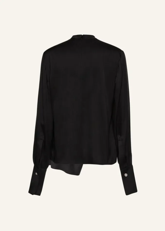 Shop Magda Butrym Tops Round Neck Silk Blouse In Black Shop Magda Butrym Tops Round Neck Silk Blouse In Black