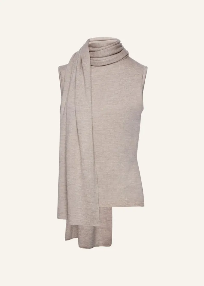 Shop Magda Butrym Tops Sleeveless High Neck Knit Top In Beige