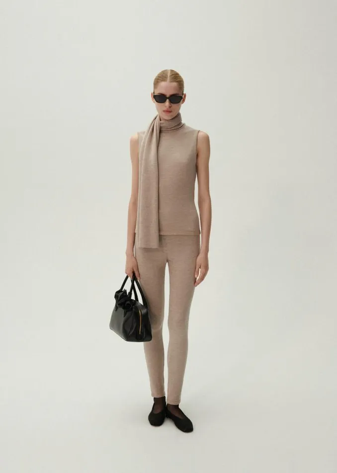 Shop Magda Butrym Tops Sleeveless High Neck Knit Top In Beige Shop Magda Butrym Tops Sleeveless High Neck Knit Top In Beige