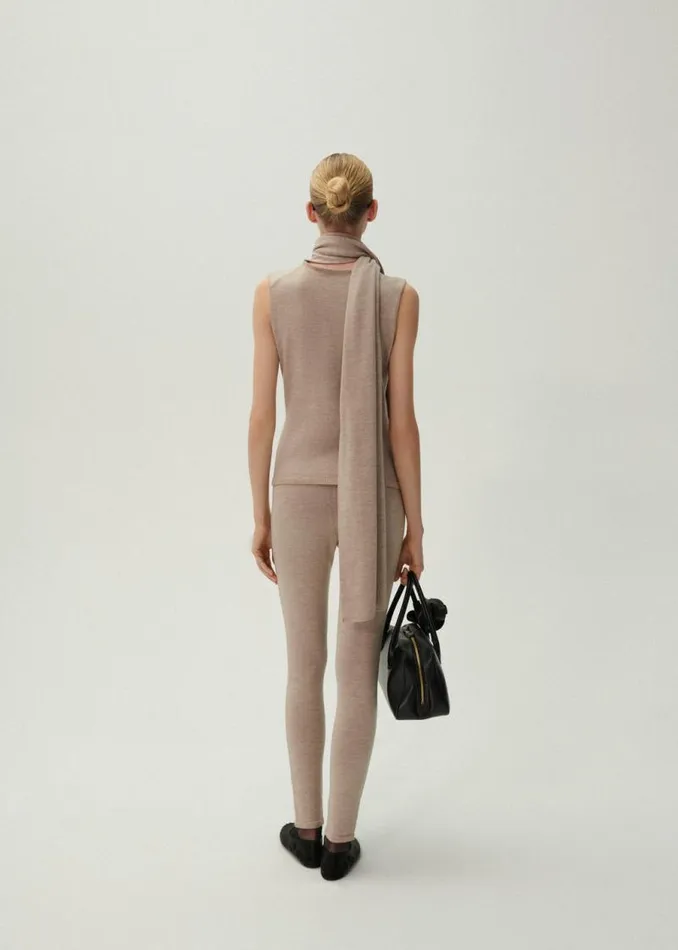 Shop Magda Butrym Tops Sleeveless High Neck Knit Top In Beige Shop Magda Butrym Tops Sleeveless High Neck Knit Top In Beige