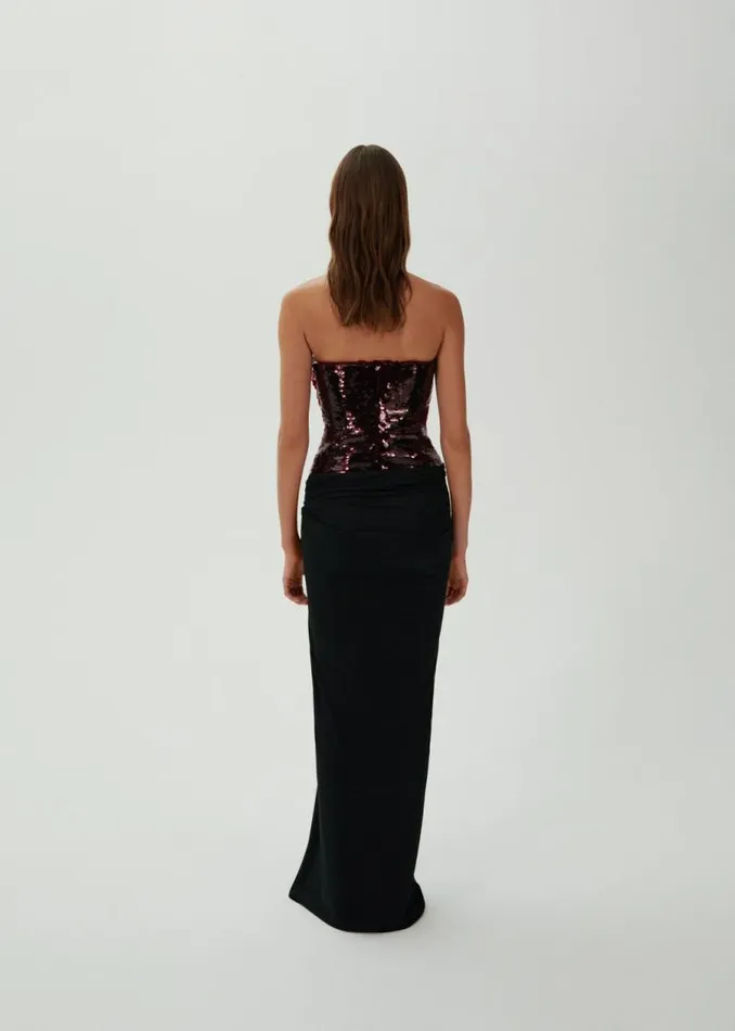 Shop Magda Butrym Tops Strapless Sequin Corset Top In Burgundy Shop Magda Butrym Tops Strapless Sequin Corset Top In Burgundy
