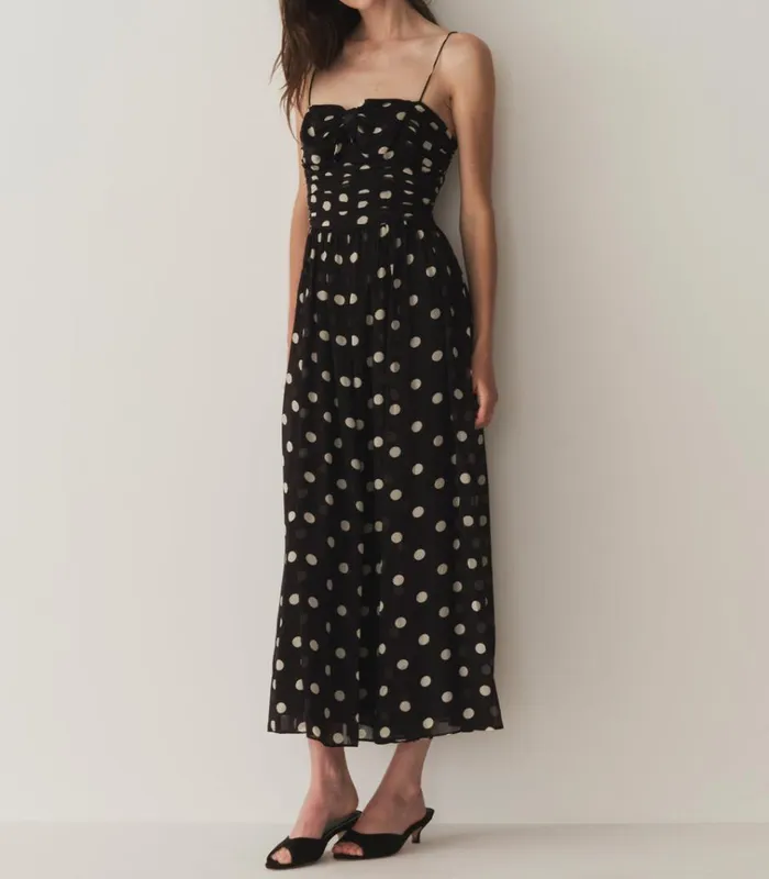 Shop MARYANNA DRESS Noir Solstice Sky Dot DEN Dresses