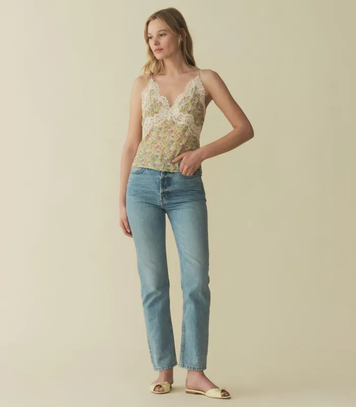 Shop NERIA TOP Chrysanthemum Sky Floral DEN Tops