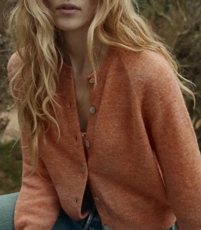 Shop PETRA CARDIGAN Coral DEN Knitwear