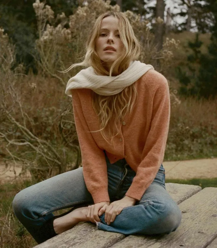 Shop PETRA CARDIGAN Coral DEN Knitwear