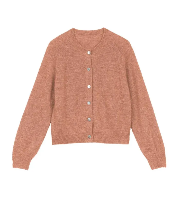 Shop PETRA CARDIGAN Coral DEN Knitwear