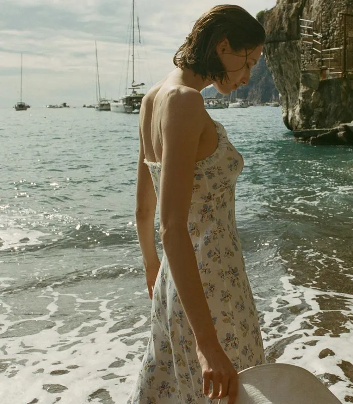 Shop SANDIA DRESS Bleu Frolicking Floral DEN Dresses