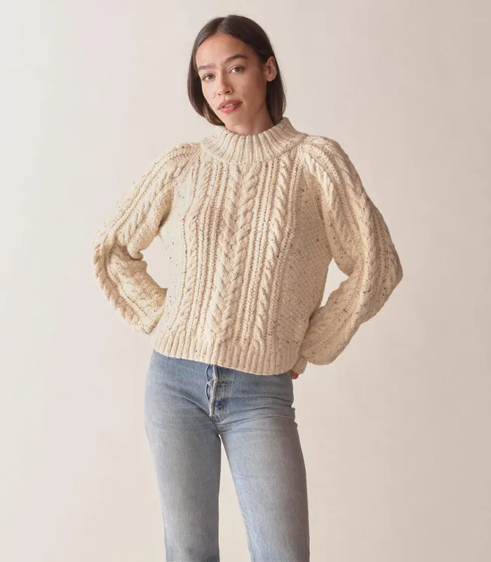 Shop SERENA SWEATER Cream DEN Knitwear