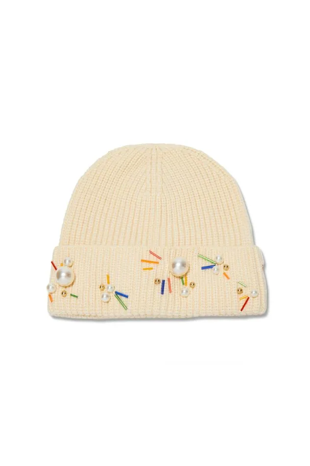 SHOP Trina Turk BELTS SCARVES and HATS LELE PEARL CONFETTI BEANIE