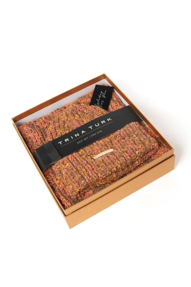 SHOP Trina Turk BELTS SCARVES and HATS TT SPECKLED KNIT BEANIE AND SCARF