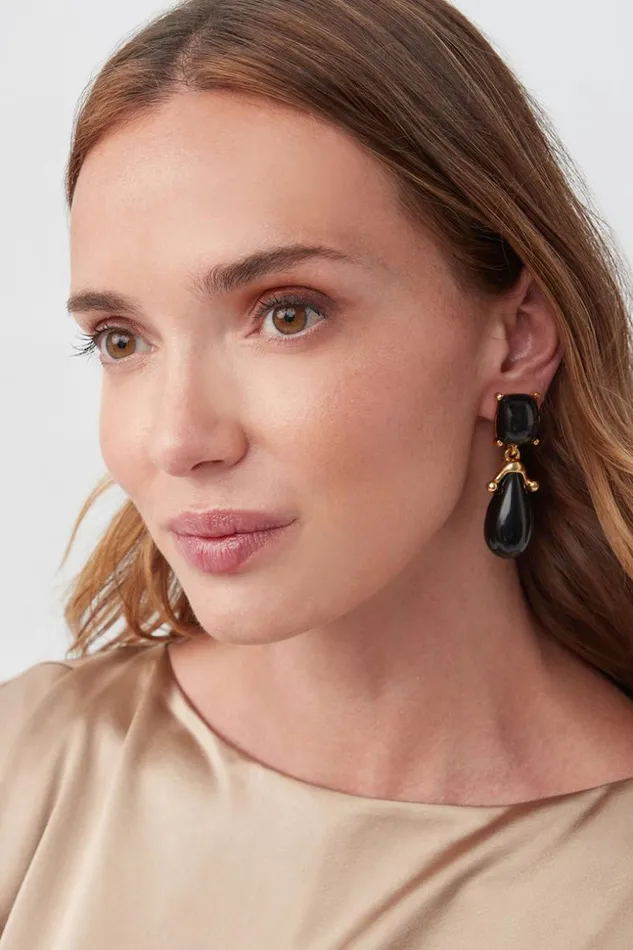 SHOP Trina Turk JEWELRY KJL BLACK SQUARE TOP DROP POST EARRING