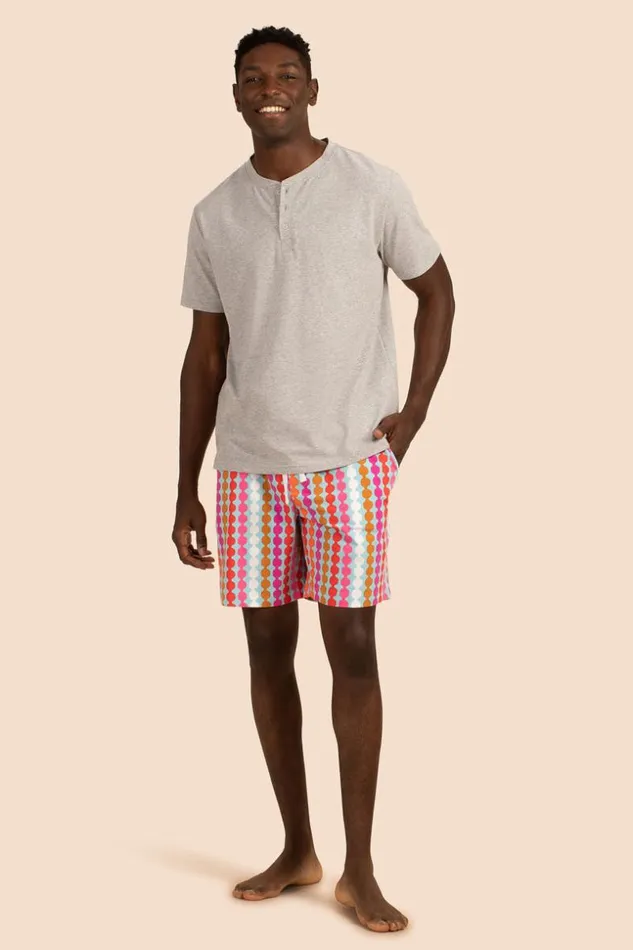 SHOP Trina Turk MEN039S SLEEPWEAR POM MEN039S SHORT SLEEVE HENLEY BOXER SHORT PJ SET