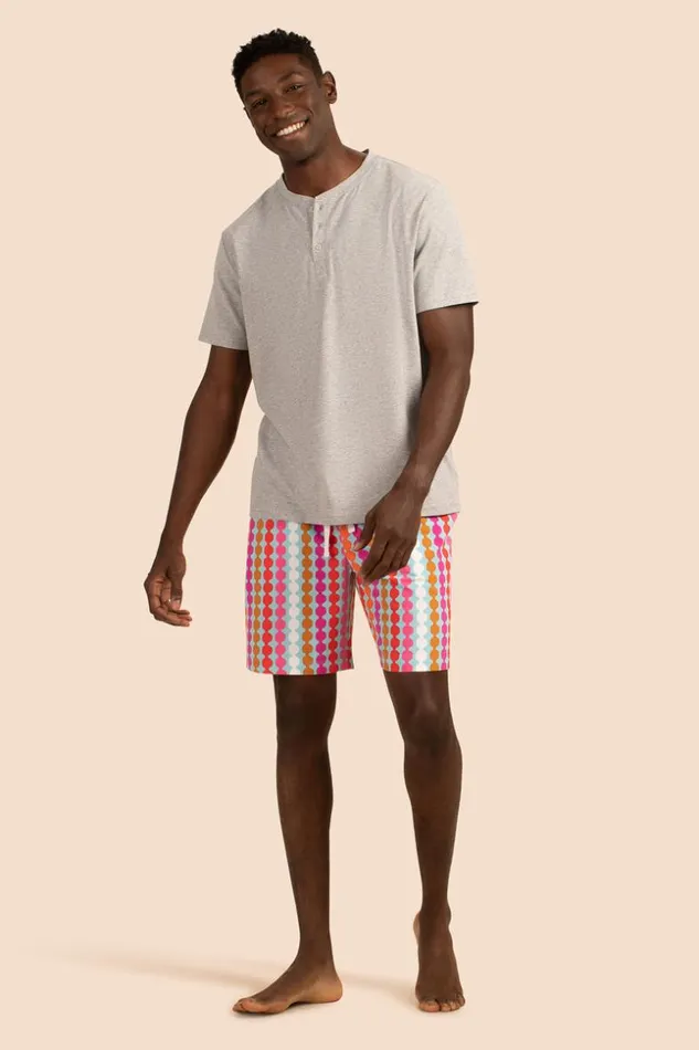SHOP Trina Turk MEN039S SLEEPWEAR POM MEN039S SHORT SLEEVE HENLEY BOXER SHORT PJ SET