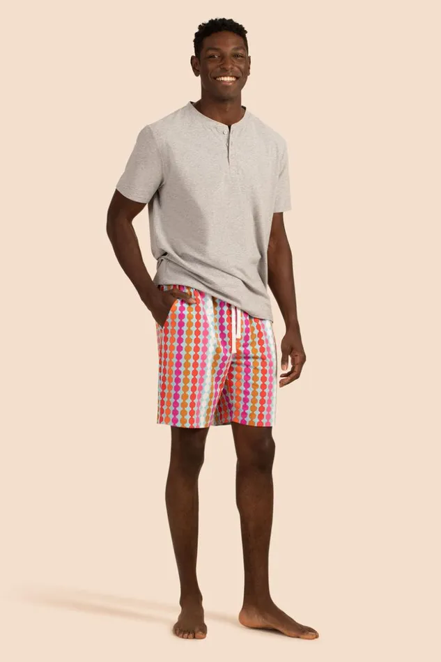 SHOP Trina Turk MEN039S SLEEPWEAR POM MEN039S SHORT SLEEVE HENLEY BOXER SHORT PJ SET