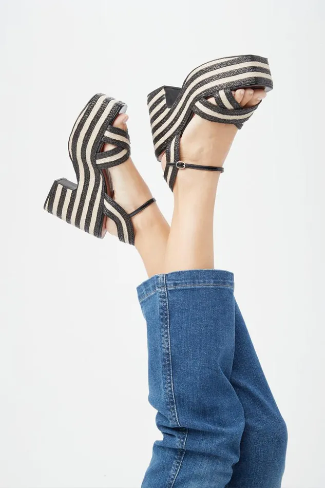 SHOP Trina Turk SHOES CATAMARAN STRIPED WEDGE HEEL SANDAL